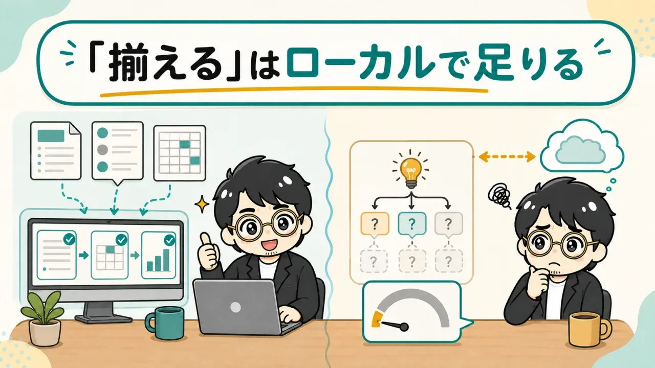 「揃える」はローカルで足りる