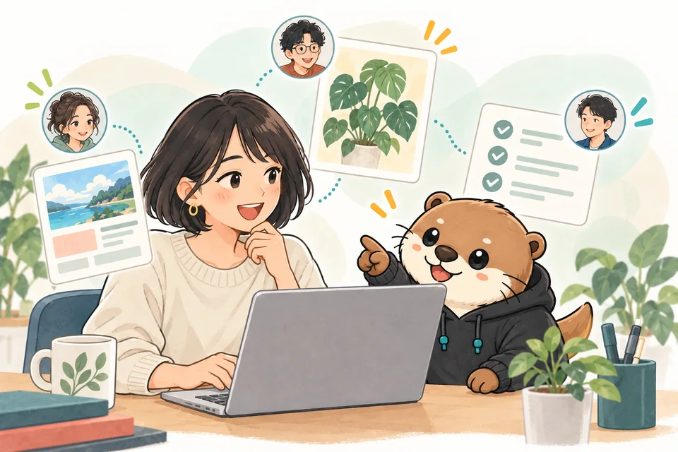 仲間が共有した画像やWebページの試作を、AIMAと眺めるマーケター